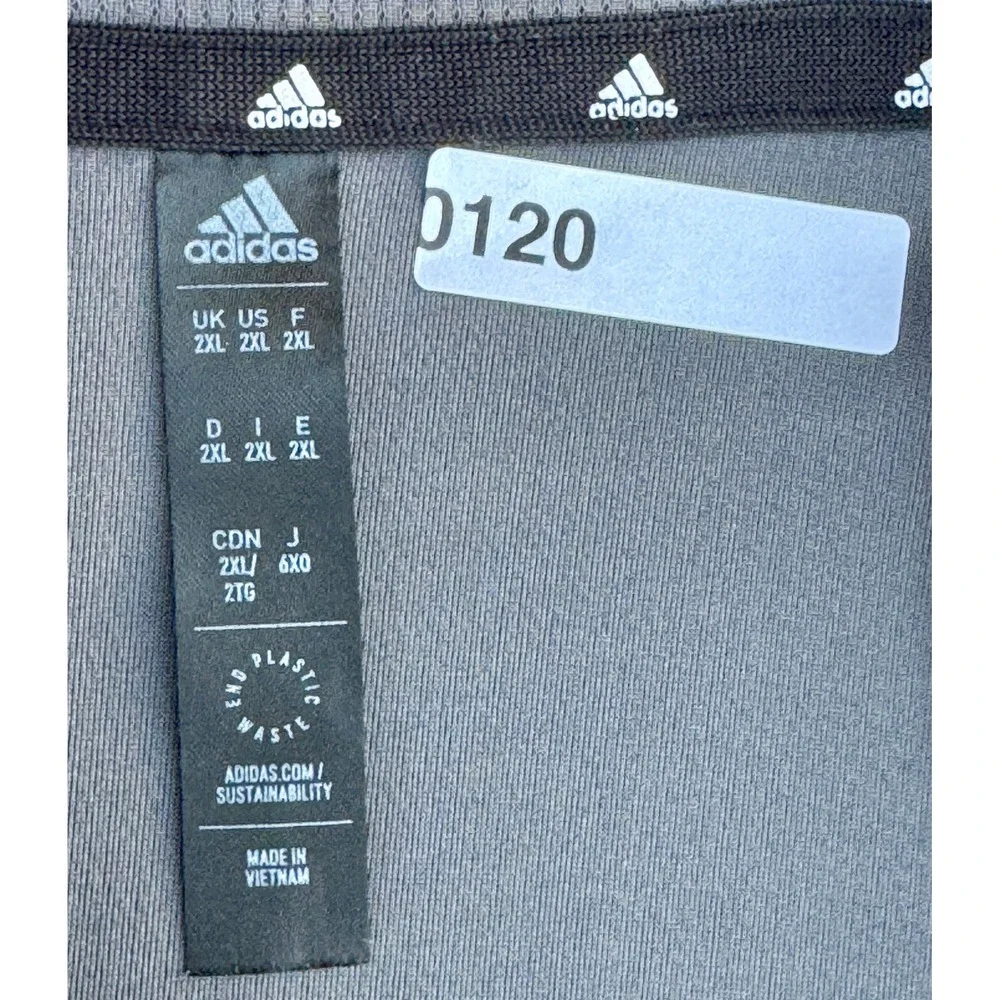 Adidas Mens Performance Polo Shirt Charcoal Grey Short Sleeve H30285 2XL